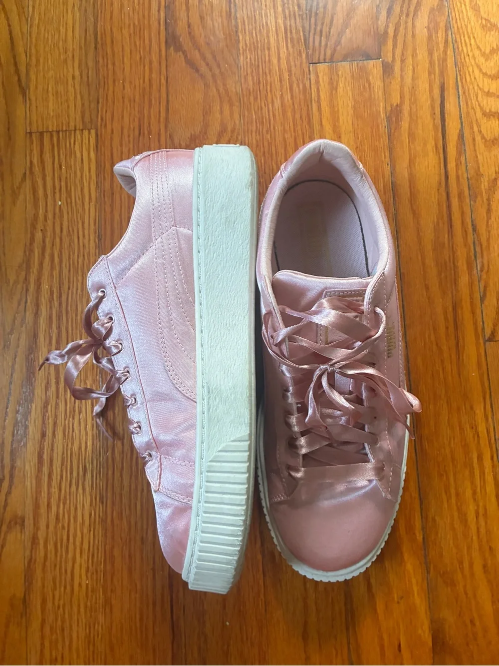 Puma Satin Pink Platform Sneakers